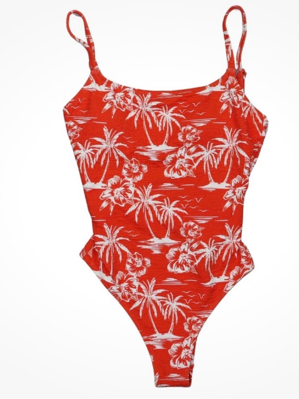 Roxy Orange One-Piece with White Tropical Print VACAY VIBES SCOOP Low Back